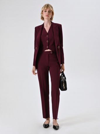 Burgundy Skinny Trousers in Technical Fabric