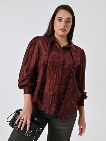 Chemise Curvy bordeaux avec strass