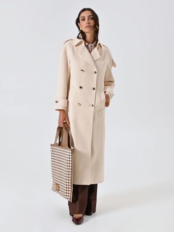 Cappotto Beige Doppiopetto Over con Mostrine 