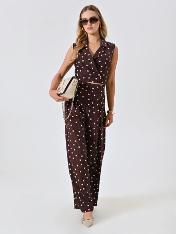 Pantaloni Marroni con Pois Bianchi