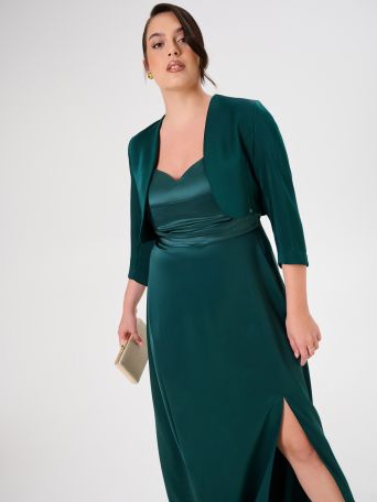 Bolero curvy en satén verde