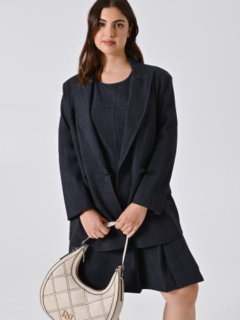 Curvy Denim-Effect Jacket in Slub Milano Stitch
