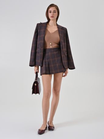 Burgundy Check Skort