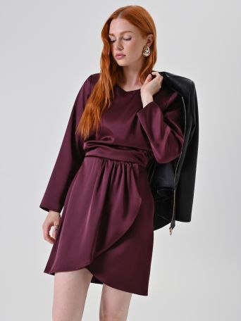 Burgundy Satin Dress