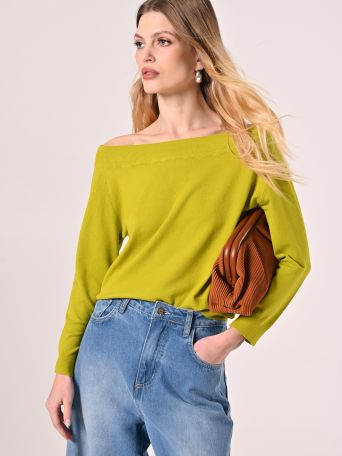 Maglioncino Off-the-Shoulders Verde