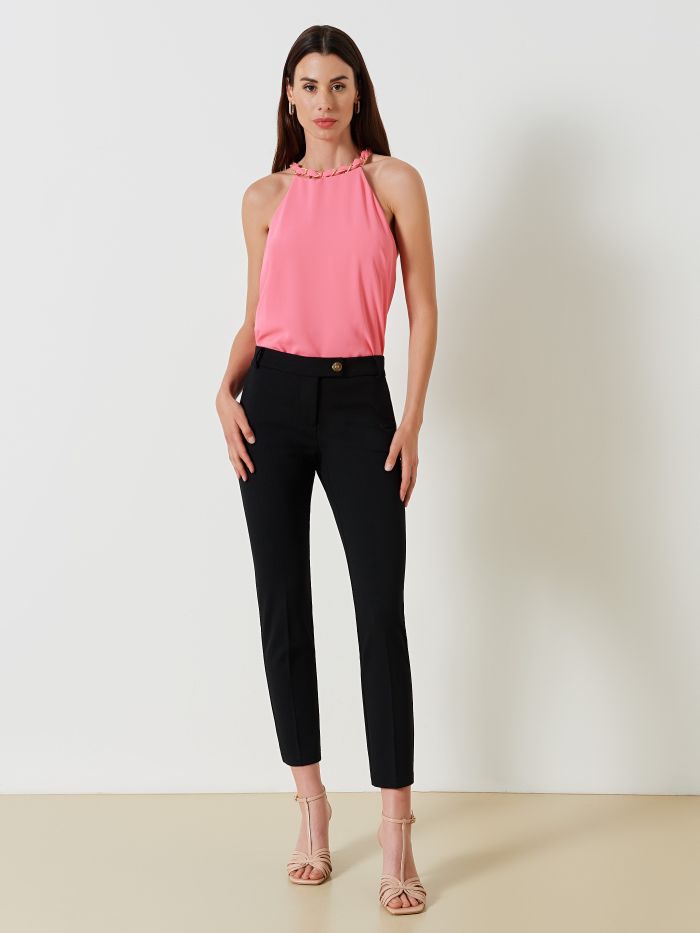 Slim-fit Trousers in Scuba Crepe det_1