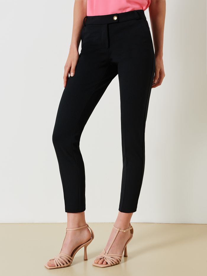 Slim-fit Trousers in Scuba Crepe det_2