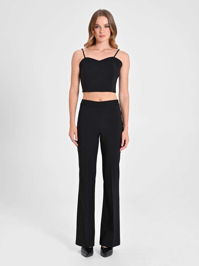 Mid-Flared Trousers in Technical Fabric det_1