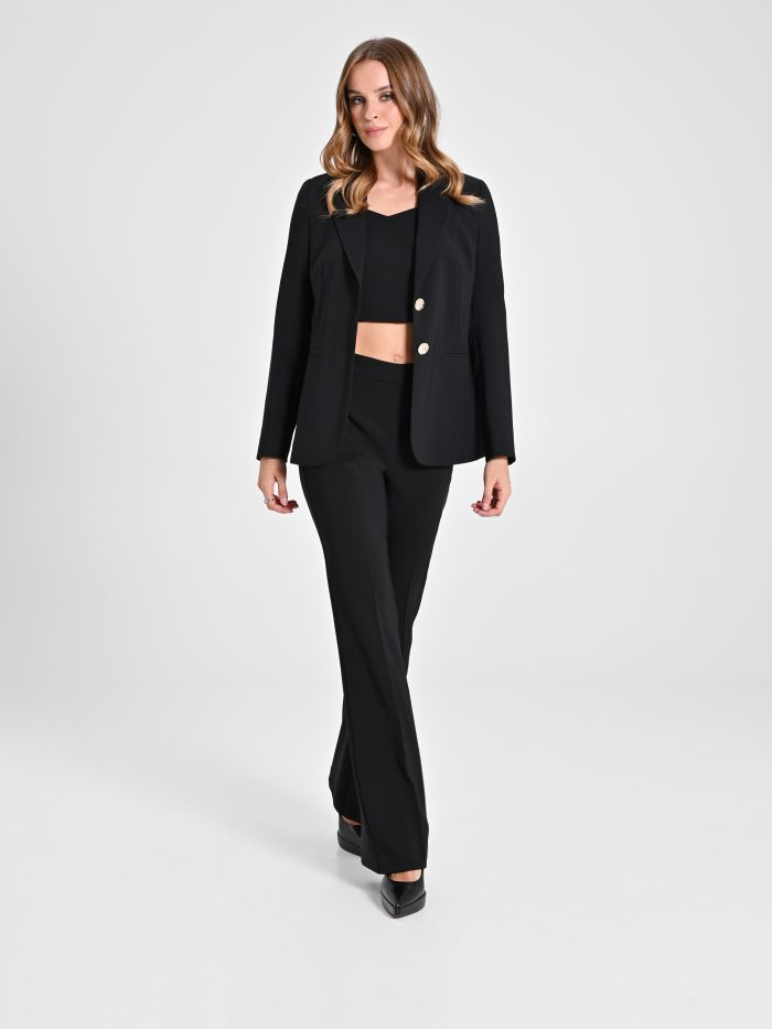 Mid-Flared Trousers in Technical Fabric sp_e1
