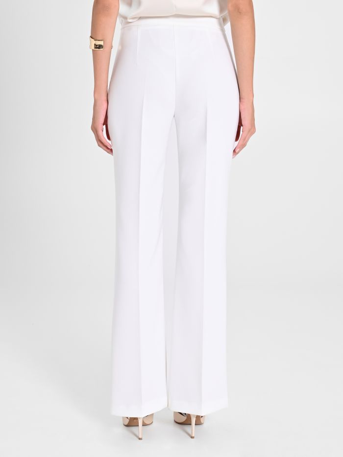 White Mid-Flared Trousers in Technical Fabric in_i4