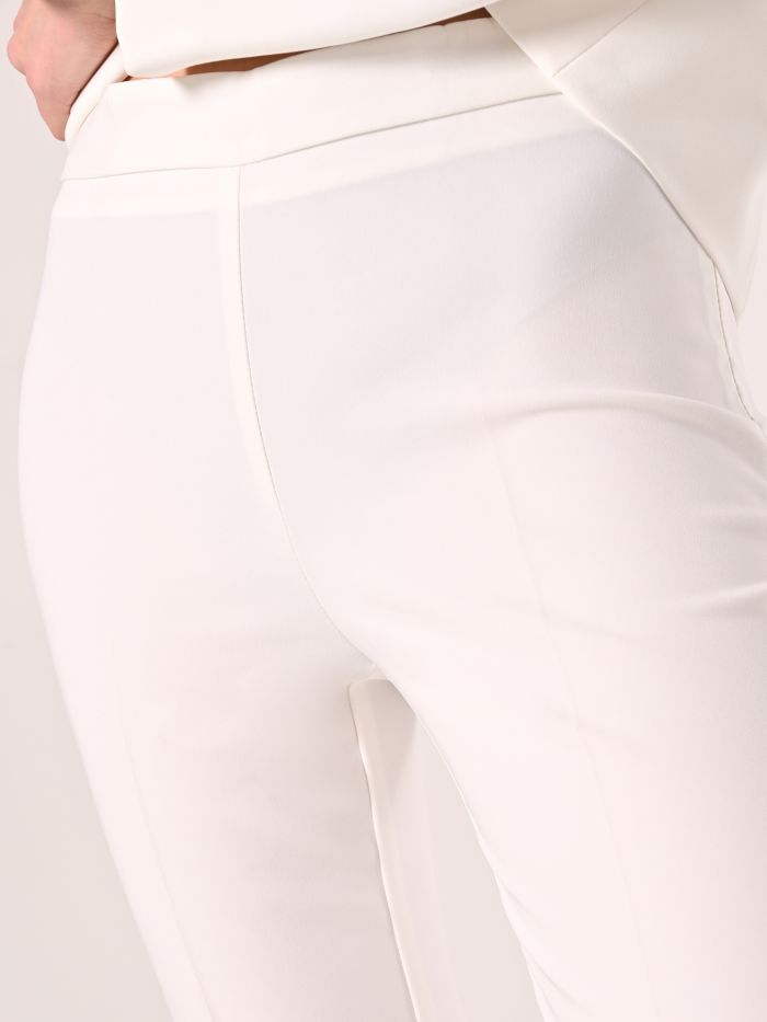 White Mid-Flared Trousers in Technical Fabric in_i5