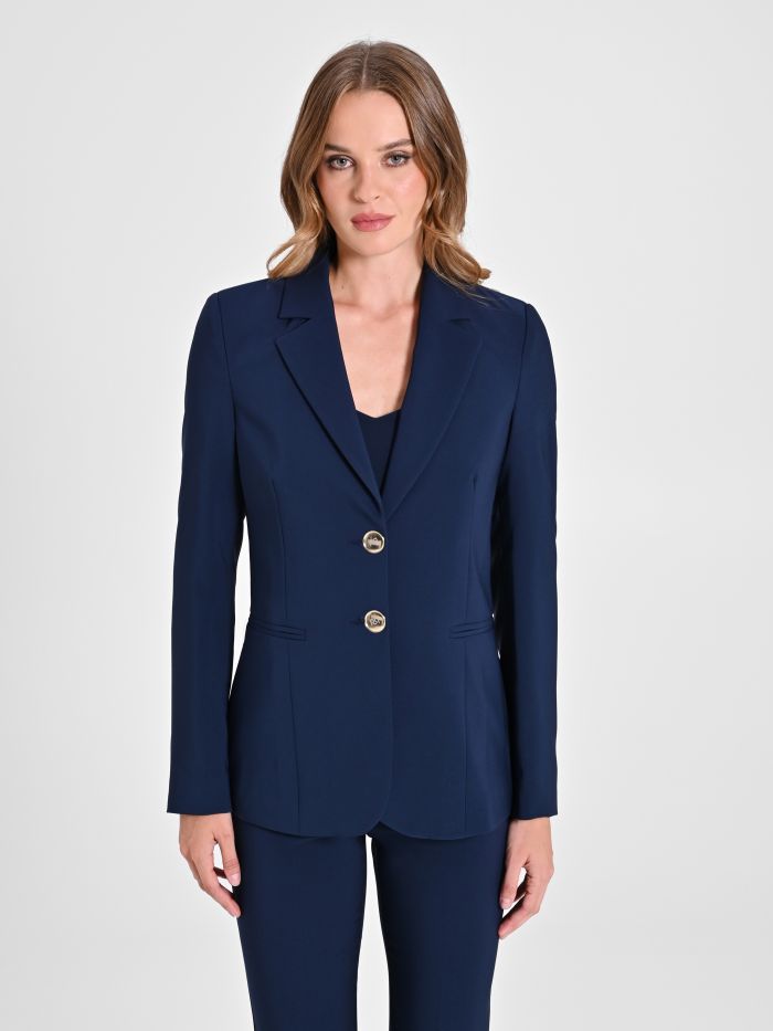 Two-Button Jacket in Blue Technical Fabric det_2
