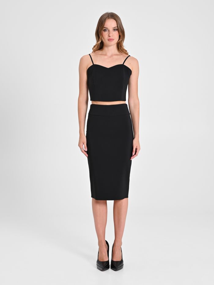 Black Pencil Skirt in Technical Fabric det_1