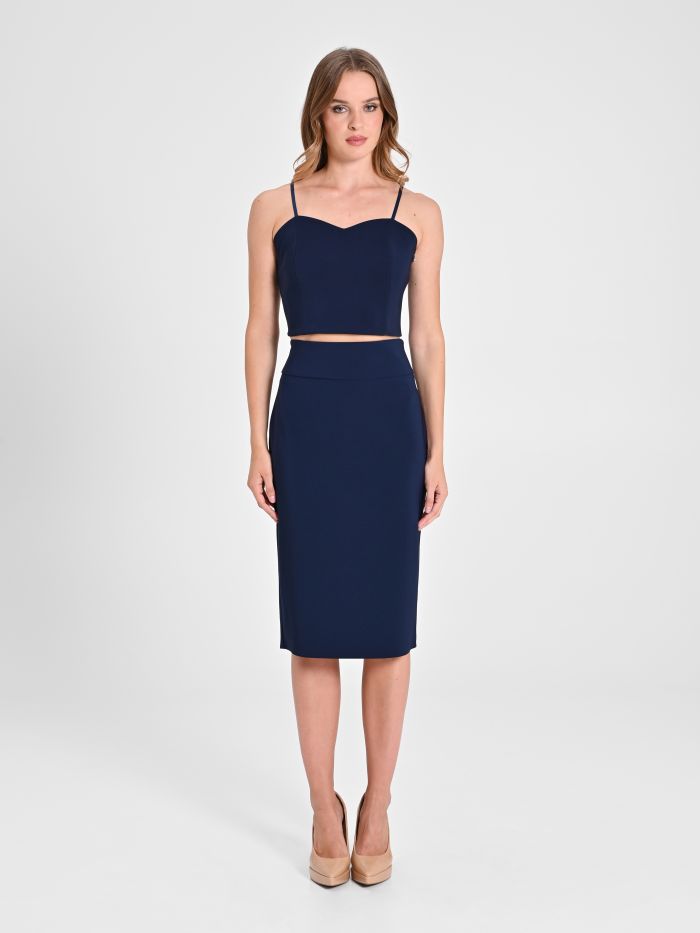 Blue Pencil Skirt in Technical Fabric. det_1