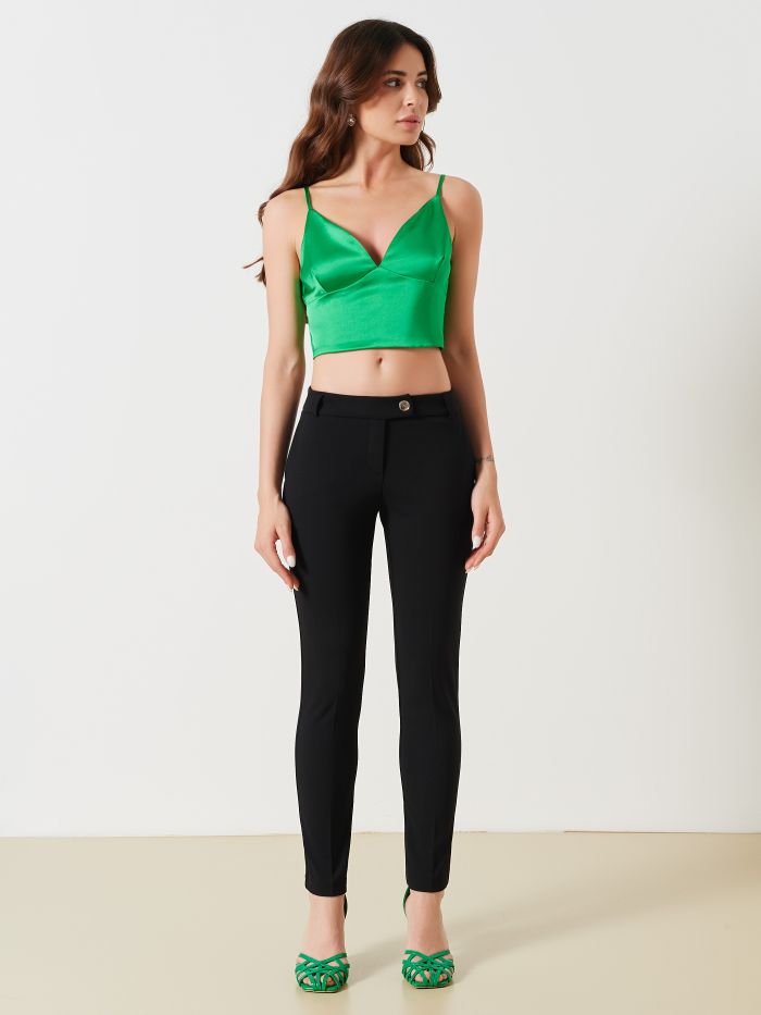 Slim-fit trousers in scuba crepe det_1