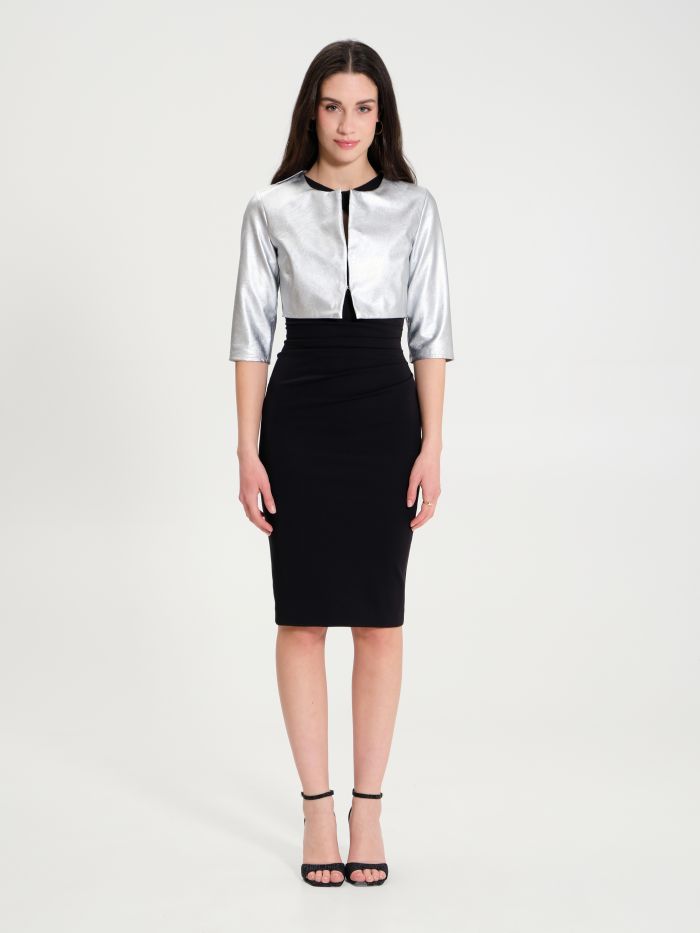 Metallic faux leather shrug  det_1
