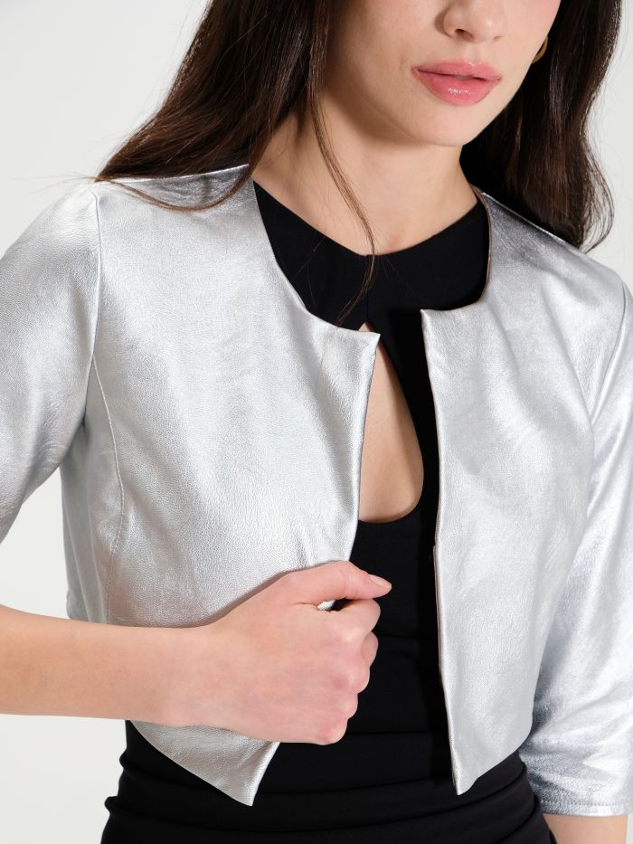 Metallic faux leather shrug  in_i5