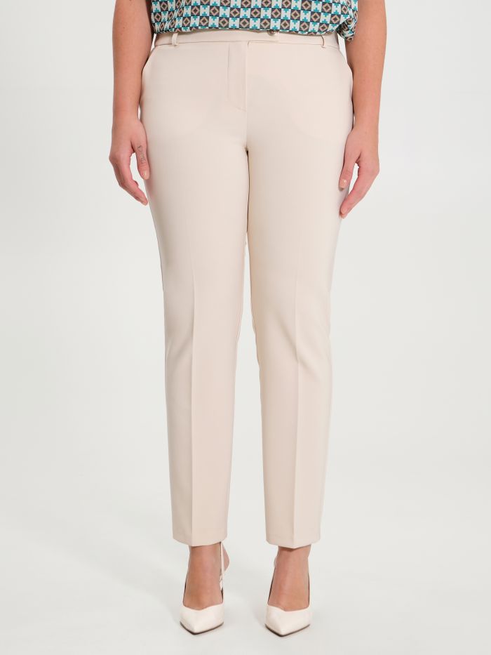 Curvy Beige Trousers with Smock Stitching det_2