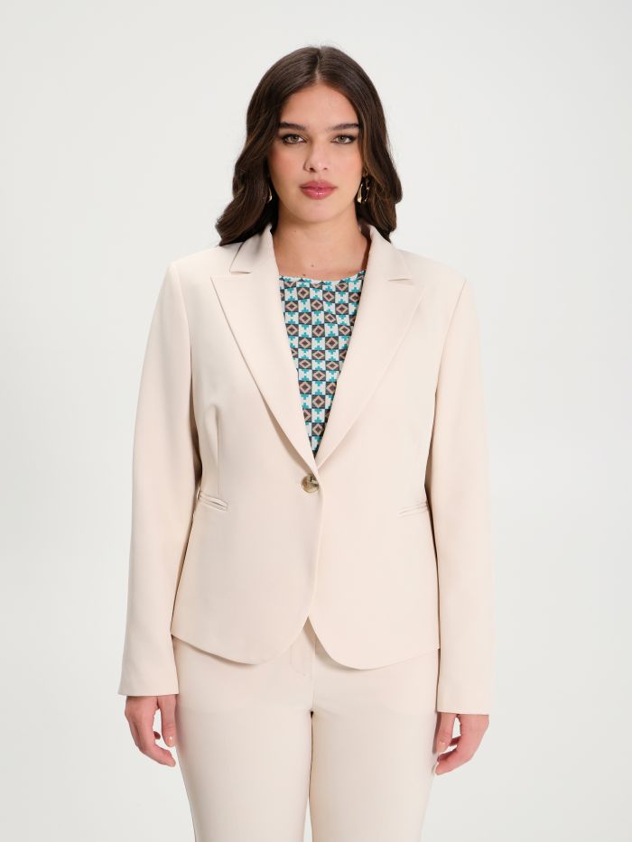 Giacca Curvy Monobottone Beige  det_2