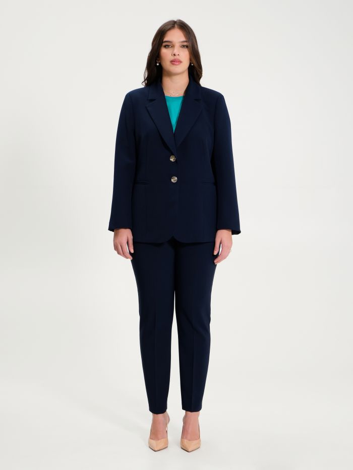Curvy Navy Blue Two-Button Jacket  det_1