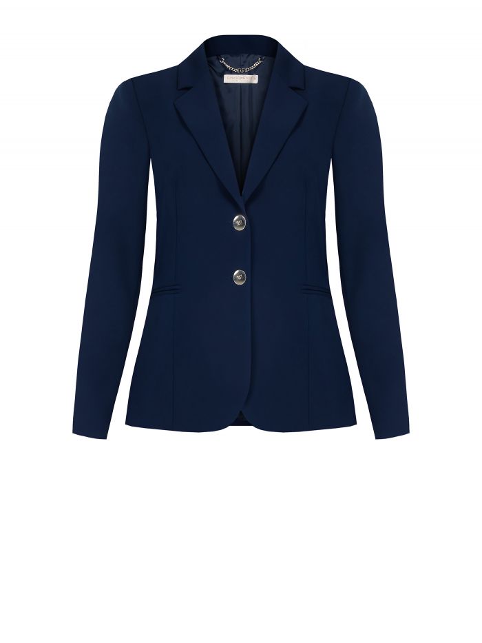 Curvy Navy Blue Two-Button Jacket  det_4