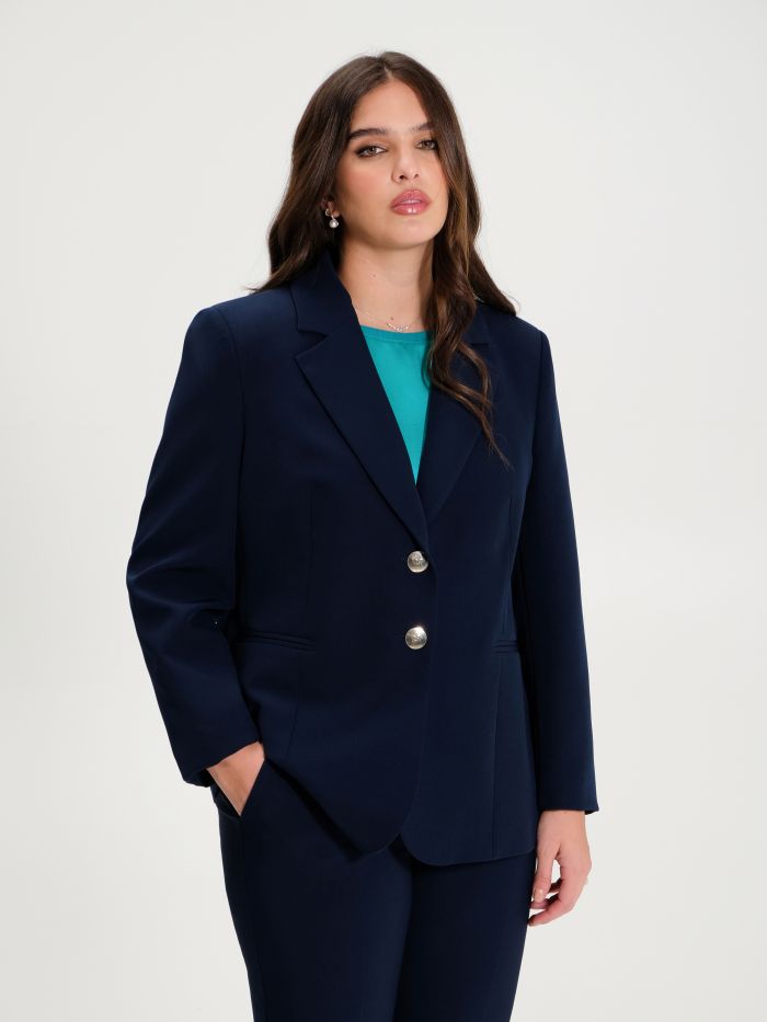 Curvy Navy Blue Two-Button Jacket  sp_e1