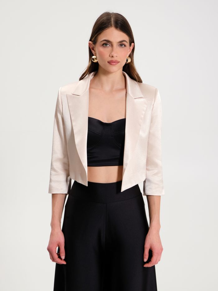 Spenzer mit Lurex in Beige det_2