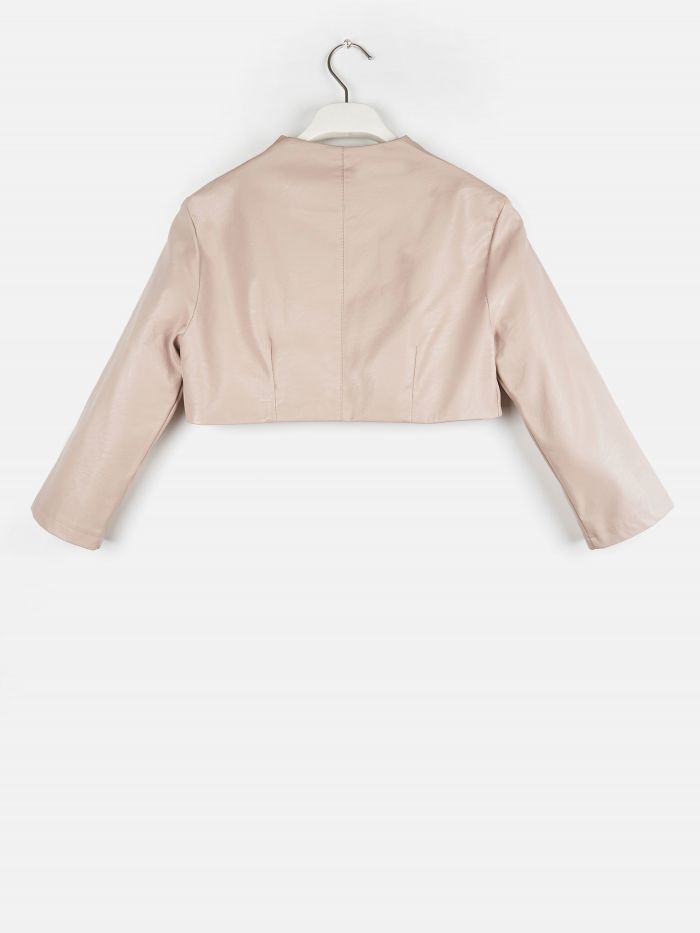 Basic shrug in faux leather, powder pink 