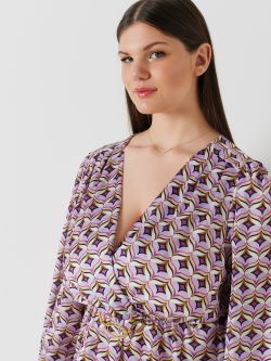 Robe curvy en satin imprimé géométrique  Rinascimento