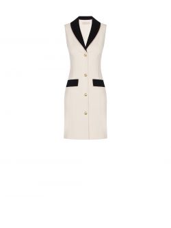 Sleeveless jacket dress in two tones.   Rinascimento