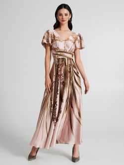 Floral print dress in satin   Rinascimento