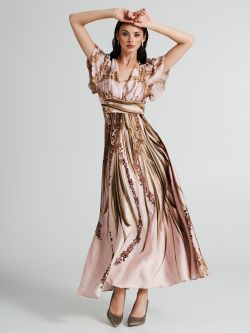 Floral print dress in satin   Rinascimento