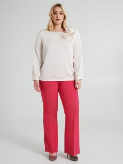 Curvy blouse with rose appliqué   Rinascimento
