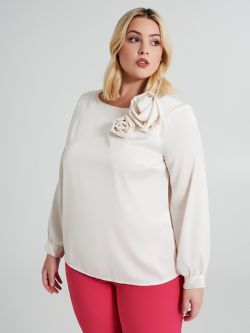 Curvy blouse with rose appliqué   Rinascimento
