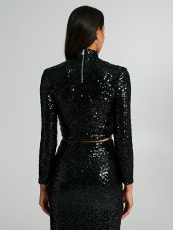 Cropped turtleneck sweater with sequins   Rinascimento