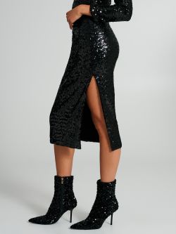 Sequin longuette skirt with slit  Rinascimento