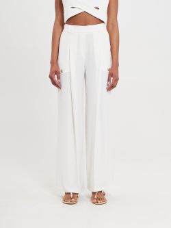Ivory Flowy Trousers with Buttons  Rinascimento