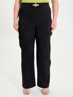 Curvy cargo trousers with stud-effect belt  Rinascimento