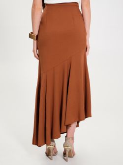 Tobacco-coloured Asymmetrical Skirt with Godets  Rinascimento