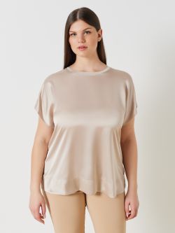 Blouse curvy col montant en satin et jersey de viscose   Rinascimento