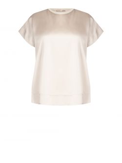 Blouse curvy col montant en satin et jersey de viscose   Rinascimento