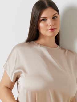 Blouse curvy col montant en satin et jersey de viscose   Rinascimento