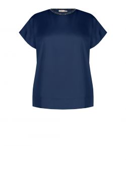 Blouse curvy col montant en satin et jersey de viscose   Rinascimento