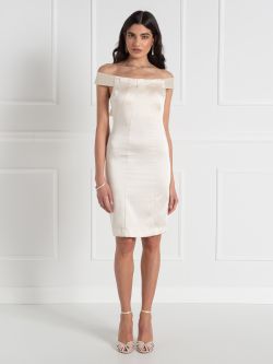 Bridal Collection Short Satin Dress with Bow  Rinascimento