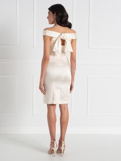Bridal Collection Short Satin Dress with Bow  Rinascimento