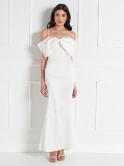 Bridal Collection Long Satin Dress with Bow  Rinascimento