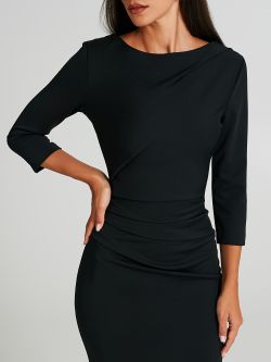 Milano-stitch sheath dress with gathered detail   Rinascimento