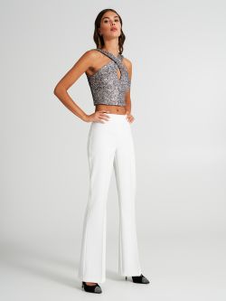 Pantaloni Mid Flared in Tessuto Tecnico  Rinascimento