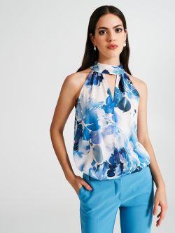 Top in raso con fantasia a fiori  Rinascimento