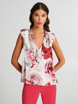 Top in raso con fantasia a fiori  Rinascimento